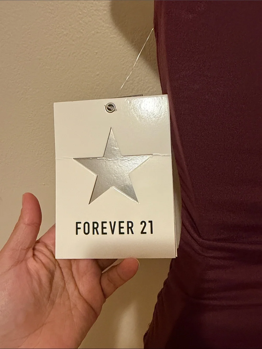 Forever 21 Maroon Strapless Bandeau with Rhinestone Cherry Accent